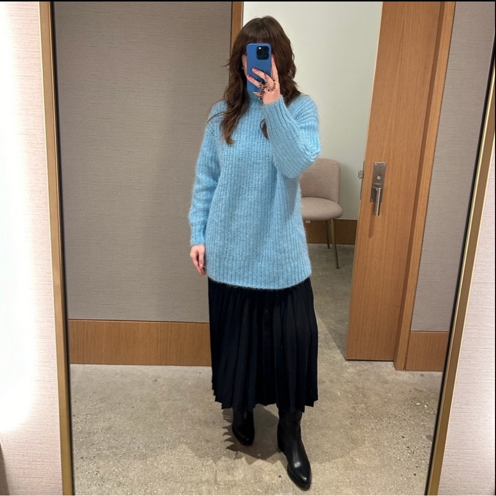 COS mohair blend aqua blue turtleneck sweater